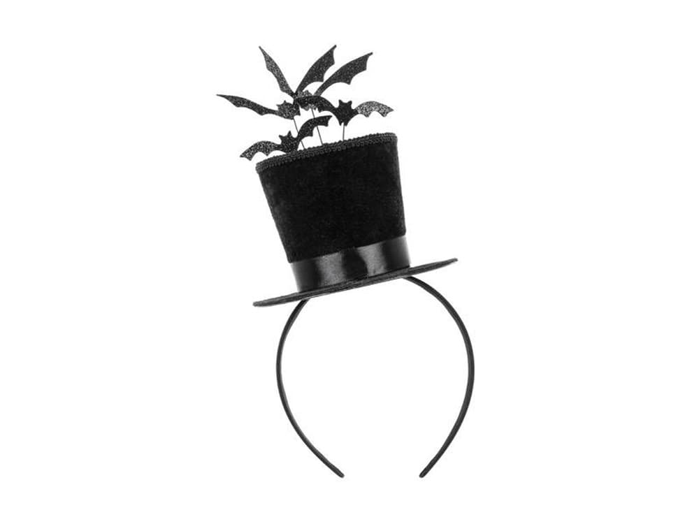 Opaska cylinder z nietoperzami 19x26 cm czarna PartyDeco