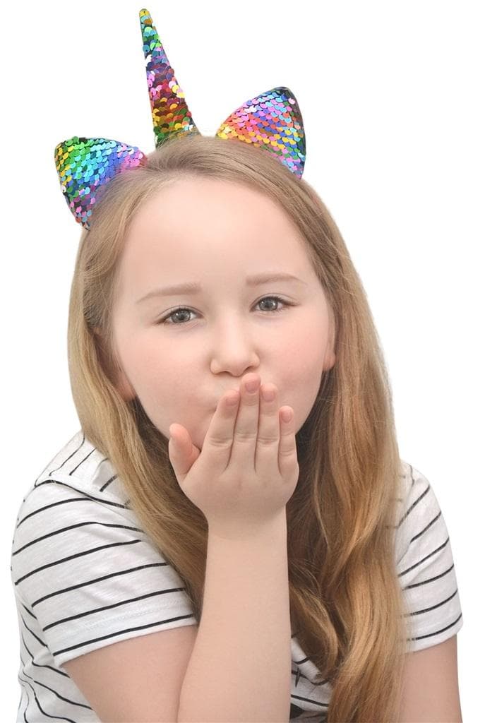 Opaska do włosów jednorożec z cekinami disco