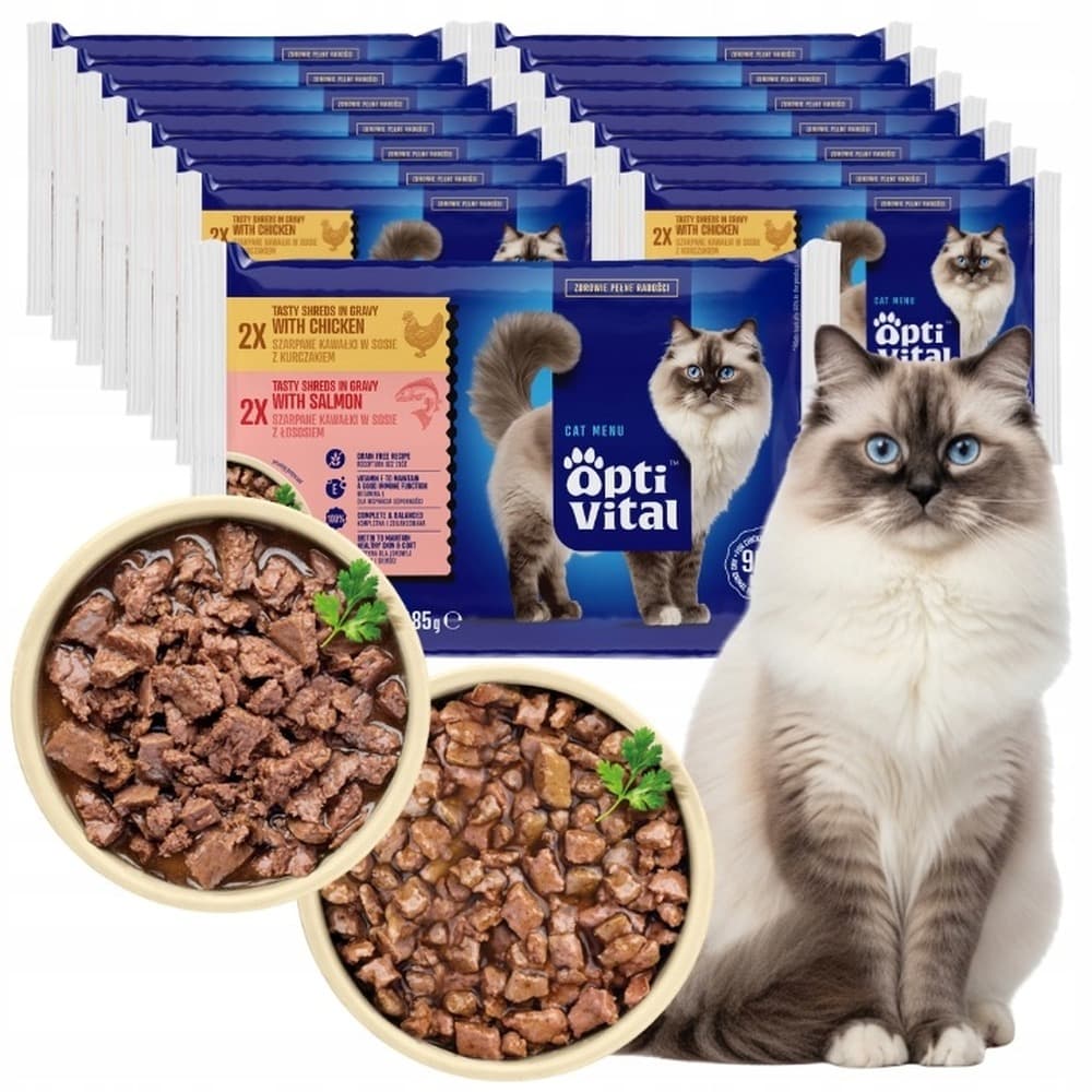 OptiVital Karma dla kota Szarpane kawałki z jagnięciną w sosie 85g