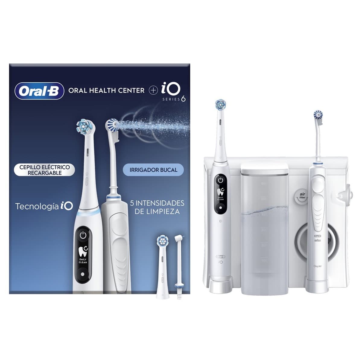 Oral-B iO6 & OxyJet Biała Obrotowo-pulsacyjna Szczoteczka do Zębów z Irygatorem