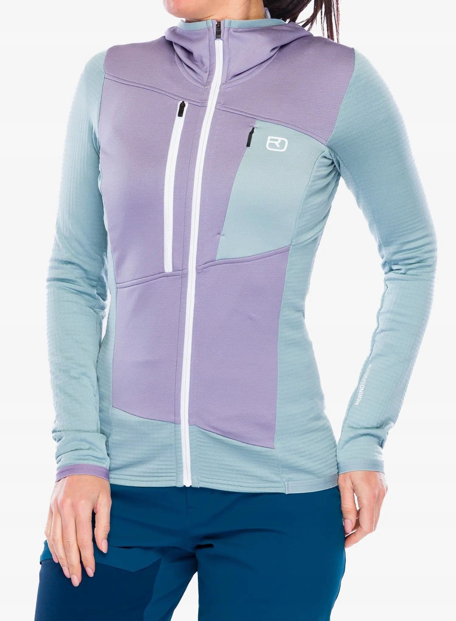 Ortovox Fleece Grid Hoody damska bluza z kapturem - glacier grey