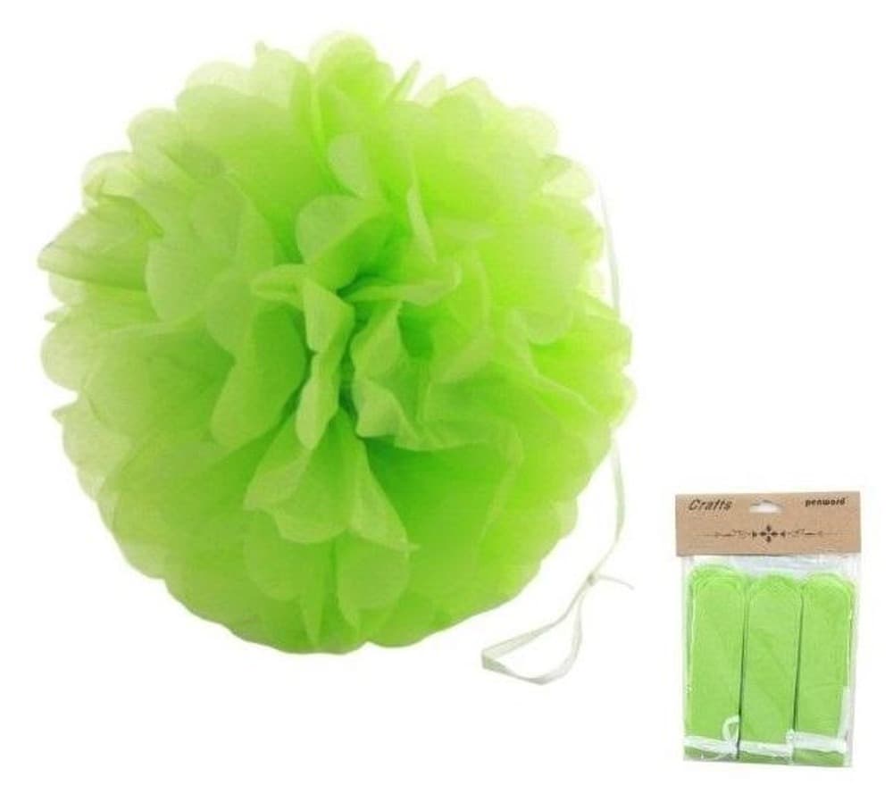 Ozdoba papierowa pompon zielona 25 cm 3 sztuki
