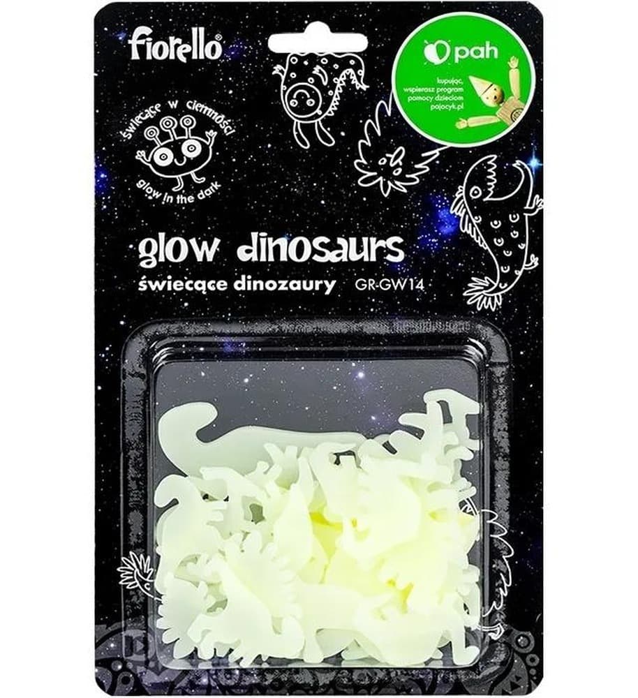 Ozdoby fluorescencyjne Dinozaury Fiorello 24 sztuki