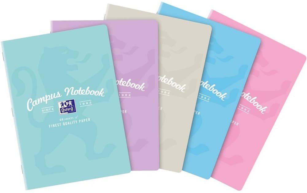 Paczka Zeszyt A4 60k kratka Oxford campus pastel mix pakiet 5 sztuk