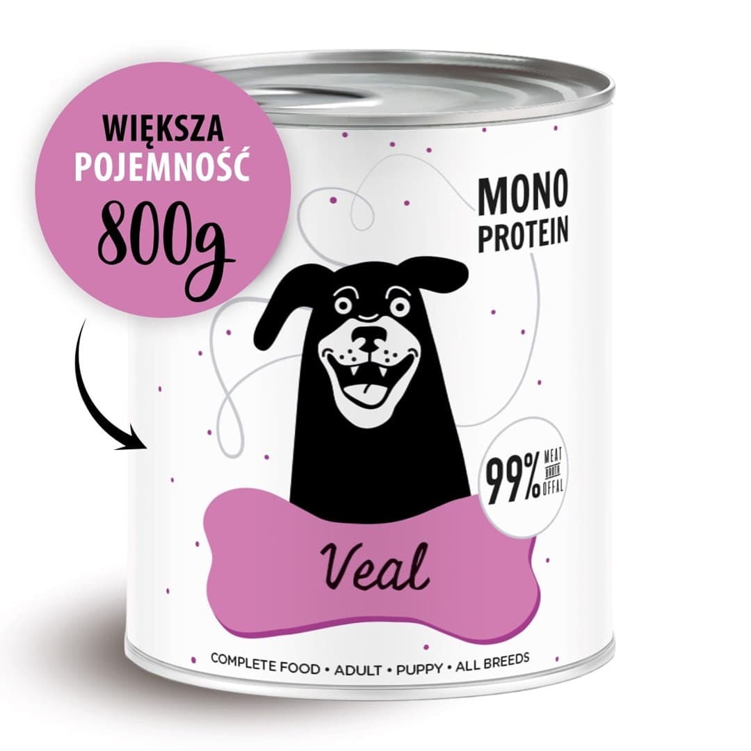 Paka Zwierzaka Pepe Veal 99% cielęcina dla psów 800g