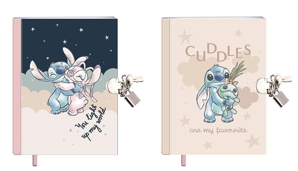 Pamiętnik Stitch z kłódką mix wzorów