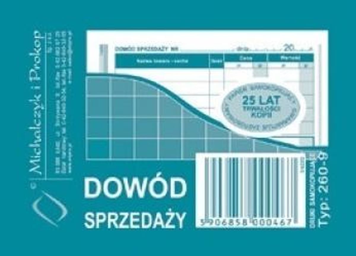Paragon fiskalny dowód sprzedaży 100 x 70 x 6 mm