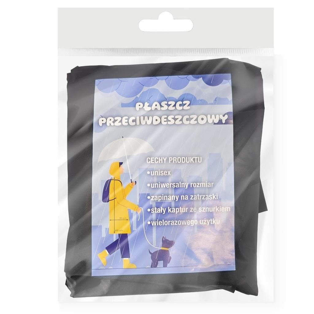 Płaszcz przeciwdeszczowy uniwersalny czarny PEVA 120 x 116 cm