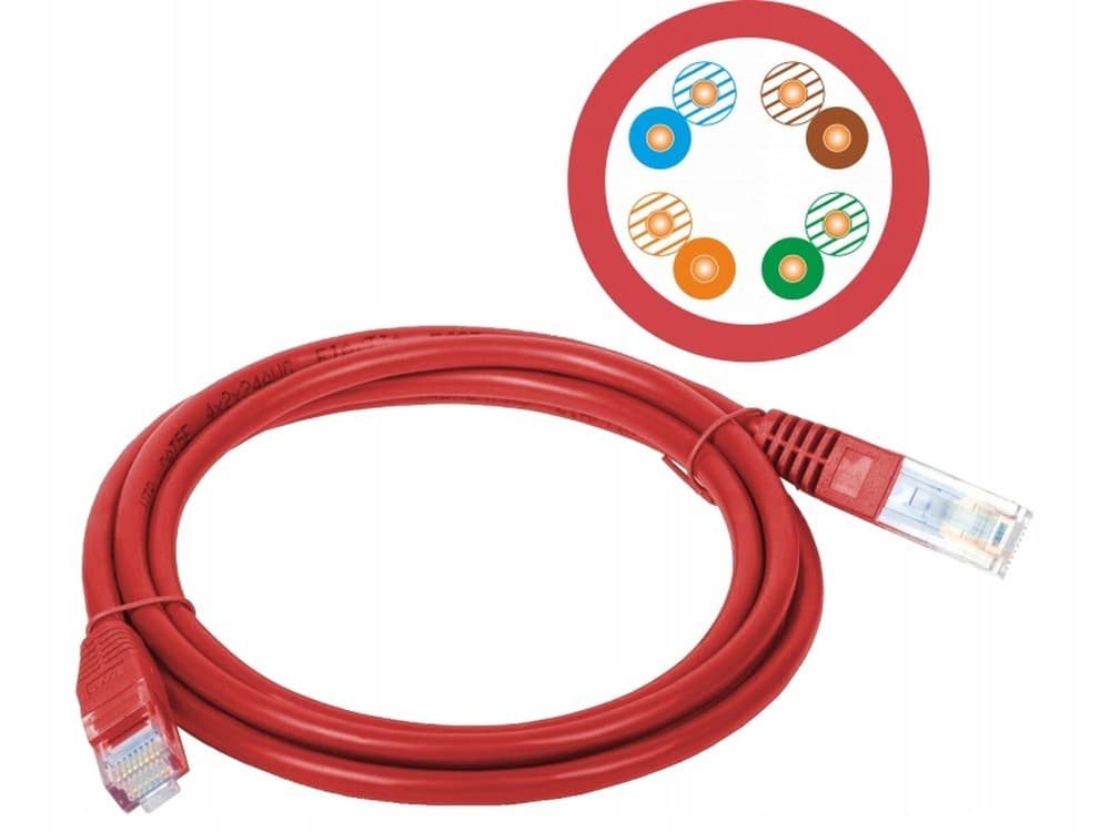 Patchcord UTP kategorii 5e RJ45-RJ45 1 metr czerwony
