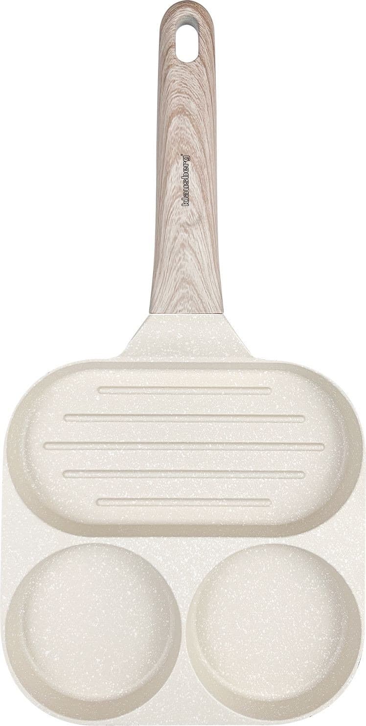 Patelnia 3-sekcyjna beżowa 36 x 18,5 x 2,5 cm z powłoką nieprzywierającą