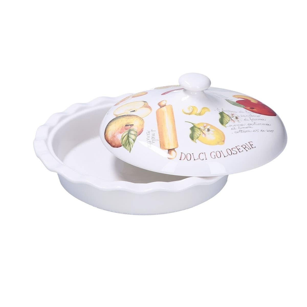 Patera do szarlotki z pokrywką Goloserie 27 cm biała porcelainowana