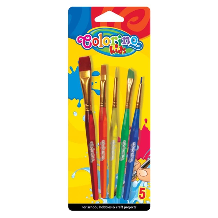 Pędzelki akrylowe jumbo Colorino Kids, zestaw 5 sztuk