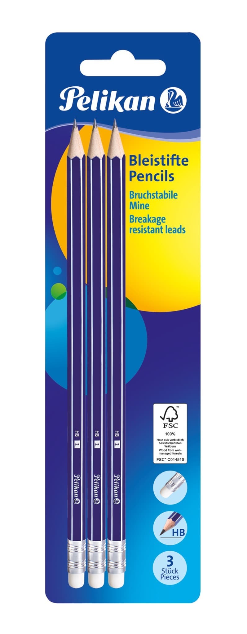 Pelikan Ołówki GP HB z gumką 3 sztuki