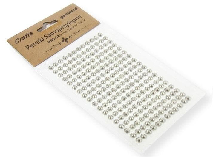 Perełki samoprzylepne srebrne 6, 5, 4, 3 mm 120 sztuk