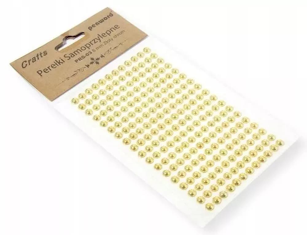 Perełki samoprzylepne chromowane złote 6 mm
