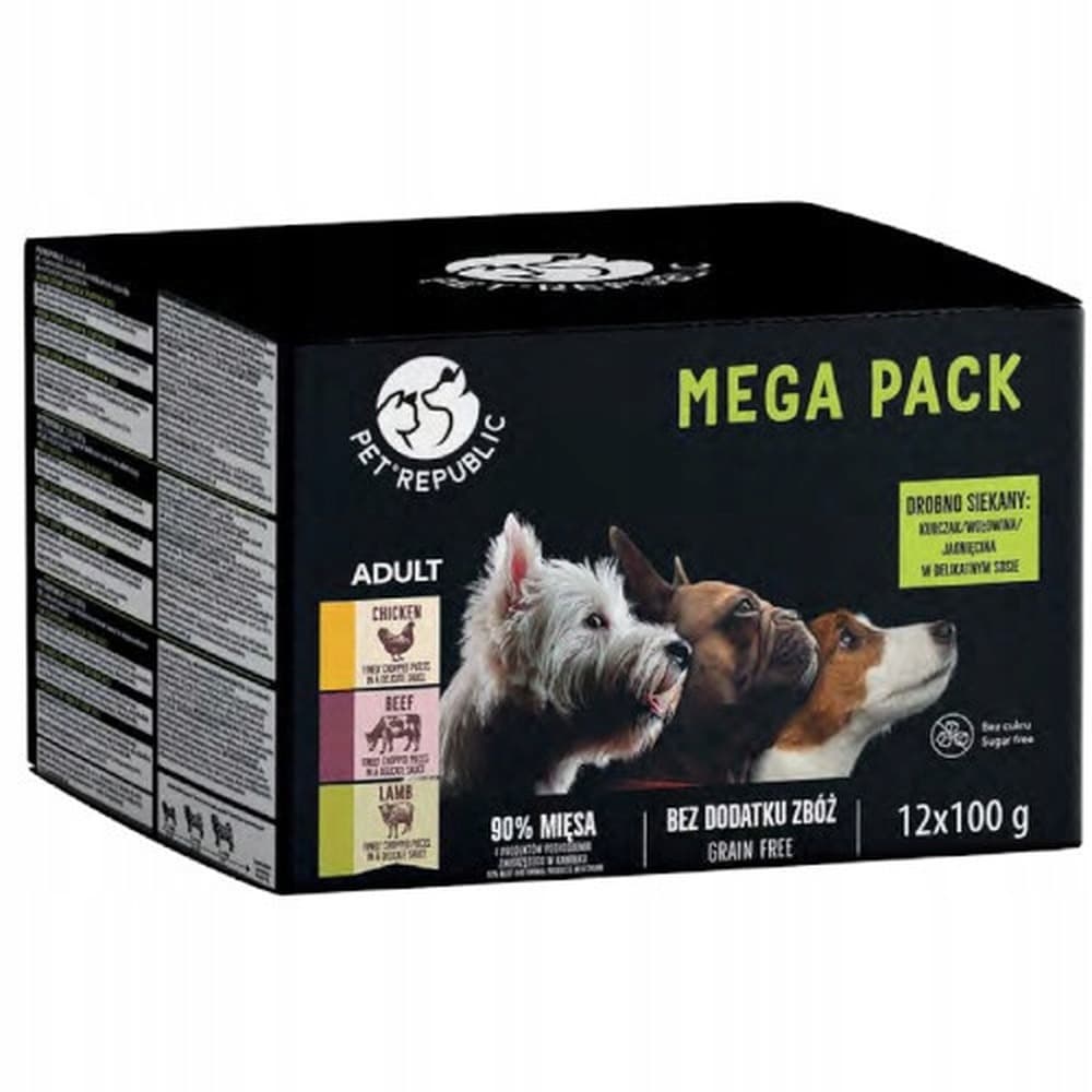 PetRepublic saszetki dla psa kurczak wołowina jagnięcina 12 x 100 g