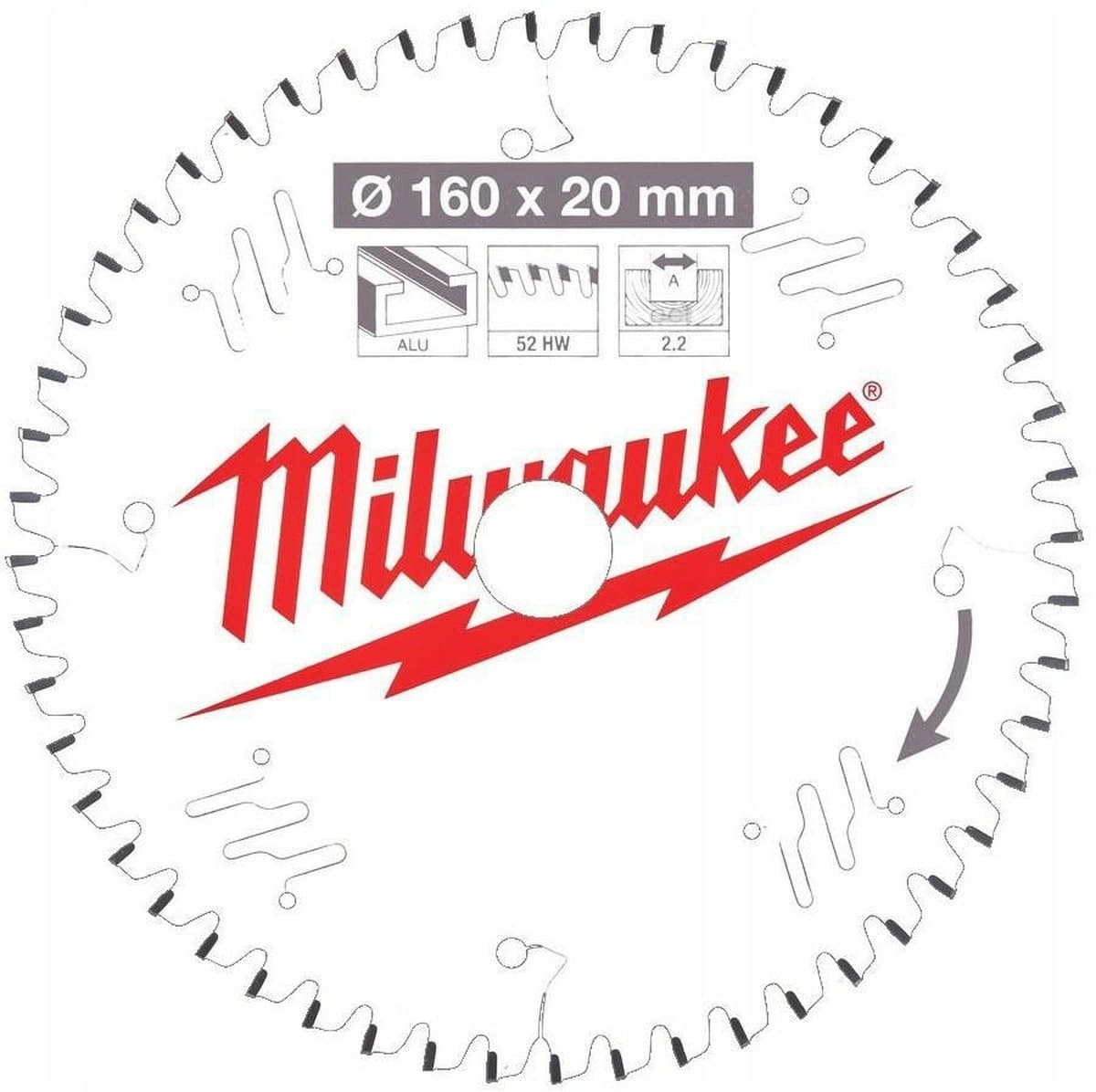 Piła tarczowa do aluminium 160x20mm 52 zęby TM ALUMINIUM Milwaukee