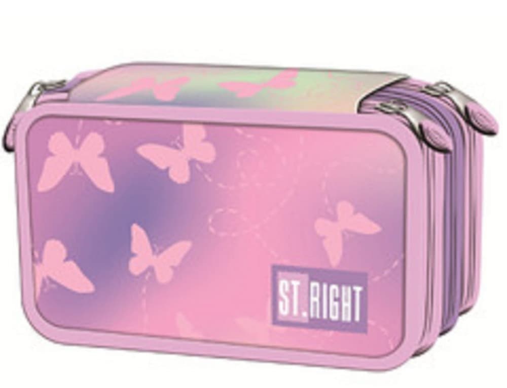 Piórnik 3 komorowy z wyposażeniem Pink Butterflies