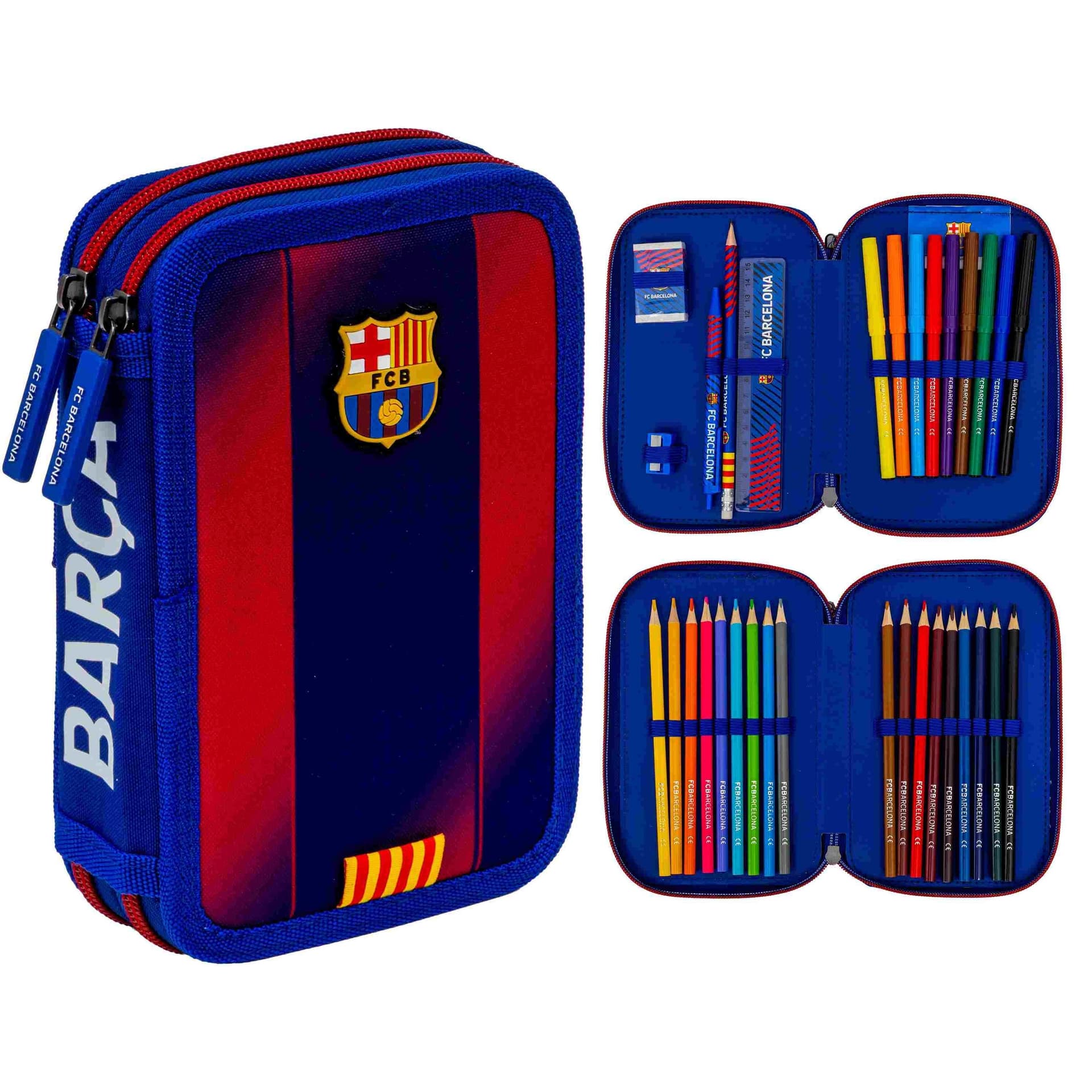 Piórnik dwukomorowy z wzorem FC Barcelona