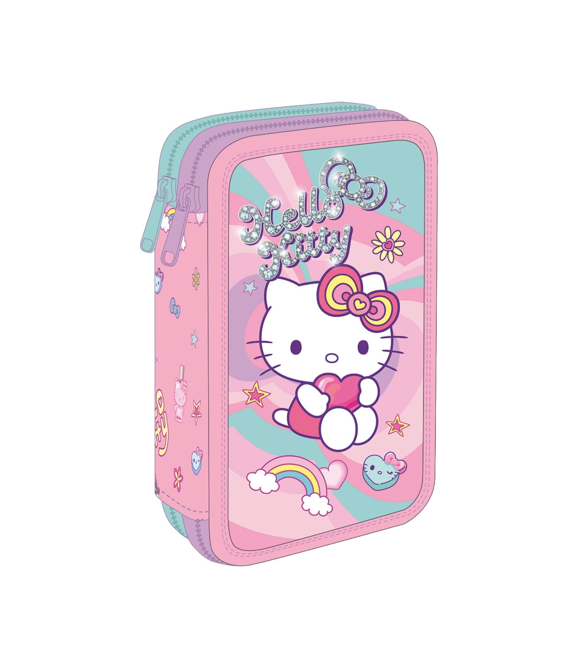 Piórnik podwójny z wyposażeniem Hello Kitty Jumper 2 Pink 1