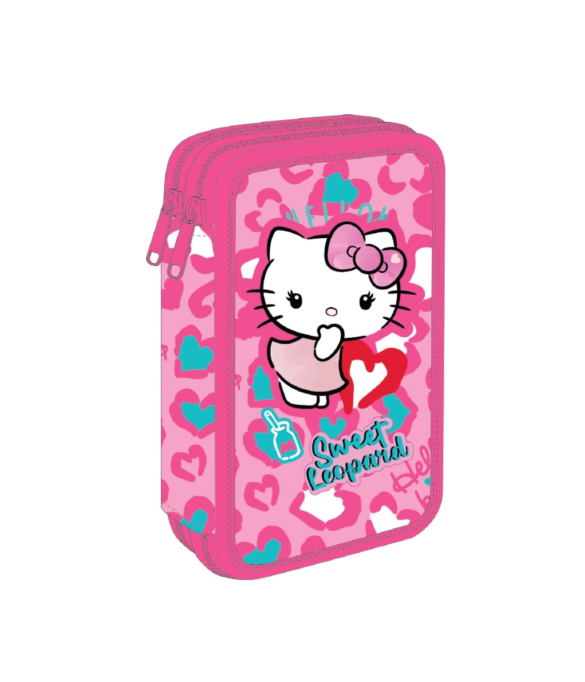 Piórnik podwójny z wyposażeniem Hello Kitty Jumper 2 Pink