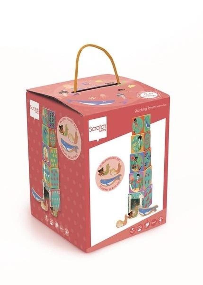 Piramida edukacyjna Ocean Scratch z drewnianymi figurkami