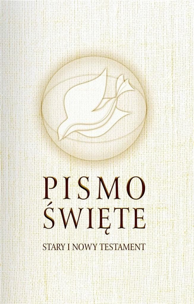 Pismo Święte Starego i Nowego Testamentu w beżowej obwolucie