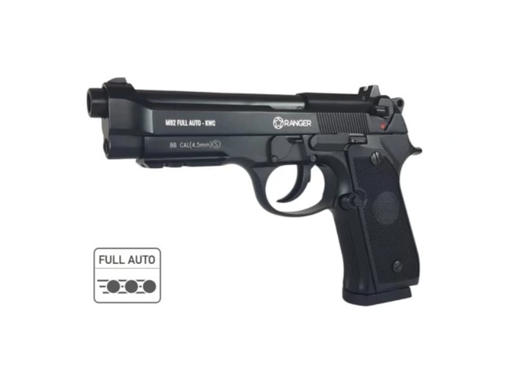 Pistolet wiatrówka RANGER M92 Full Auto Blowback kaliber 4,5 mm BBs 18-strzałowy KWC