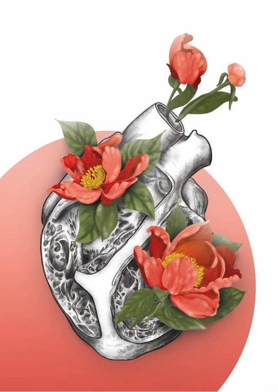 Plakat Floral heart serce z kwiatów 55x650 mm
