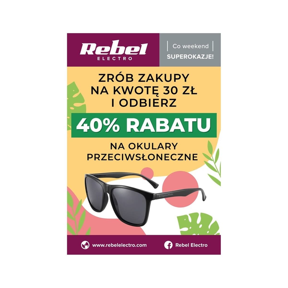 Plakat Rebel Electro - Promocja na okulary 50x70 cm