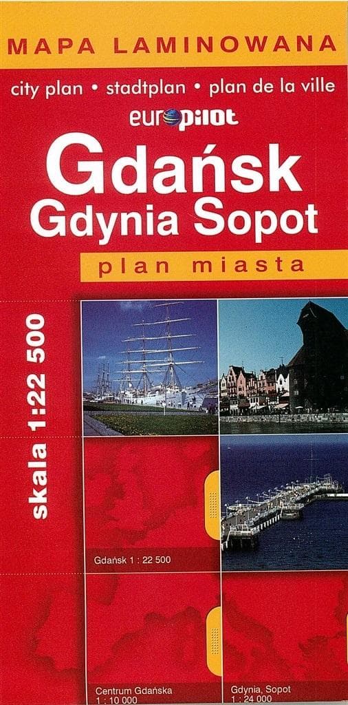 Mapa Turystyczna EuroPilot Gdańsk Gdynia Sopot Laminowana