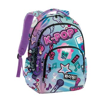 Plecak młodzieżowy K-Pop Rainbo różowo-szary na laptopa i A4 30x43x19 cm