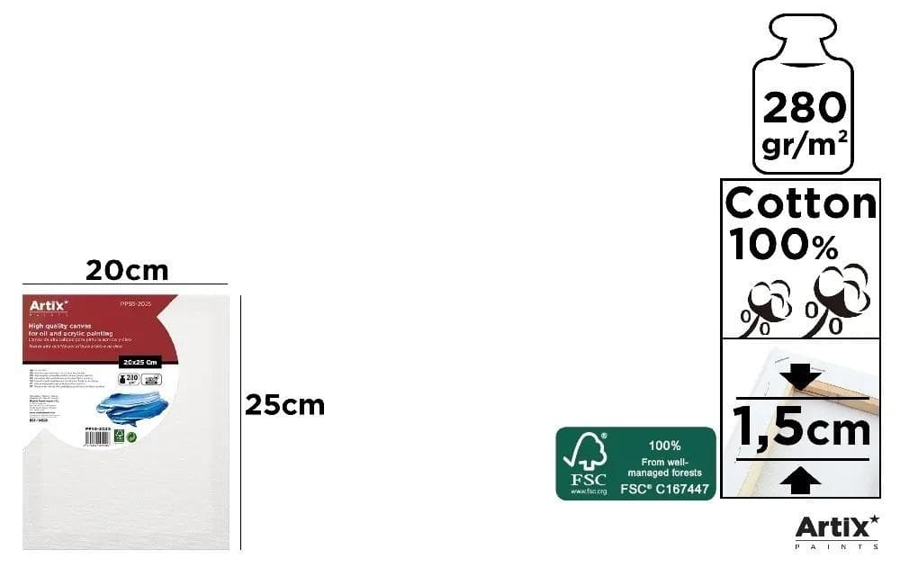 Podobrazie bawełniane 30 x 60 x 1,5 cm, 280 g/m2