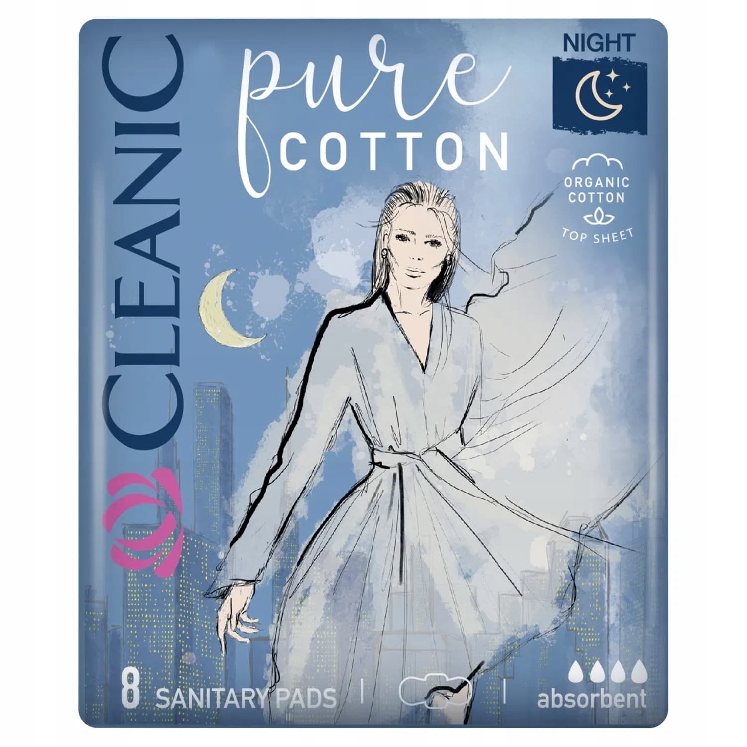 Cleanic Pure Cotton Podpaski na noc 8 szt.