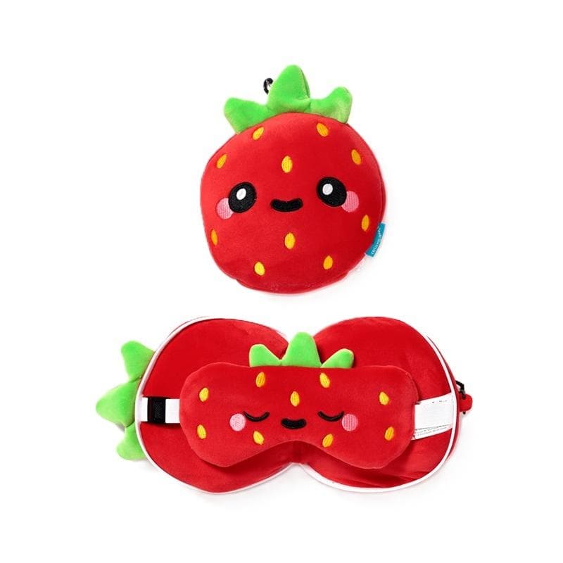 R- Poduszka podróżna Strawberry Relaxeazzz Elidi Foodiemals z maską na oczy