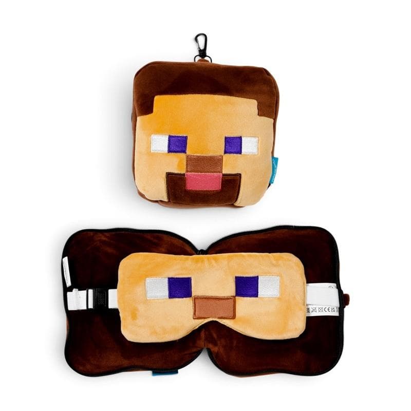 Poduszka podróżna Relaxeazzz Minecraft Steve z maską na oczy 155x155 mm