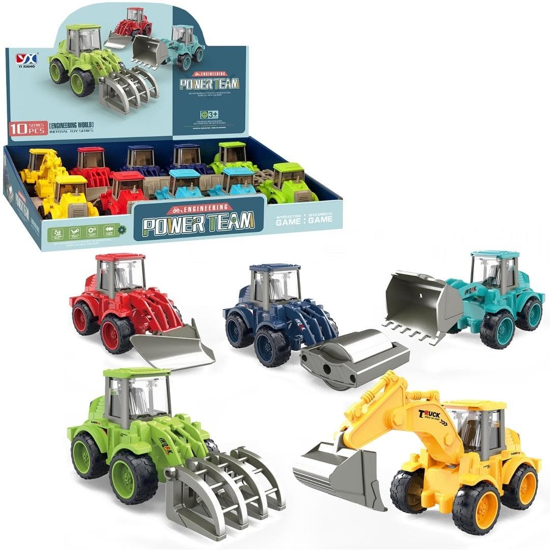 Zestaw maszyn budowlanych Power Team 4 pojazdy inercyjne 14 cm