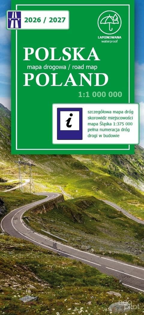 Mapa drogowa Polski 1:1 000 000 laminowana 2026/2027