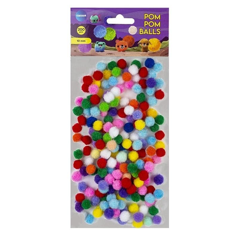 Pompony mix kolorów 200szt 10mm 81172