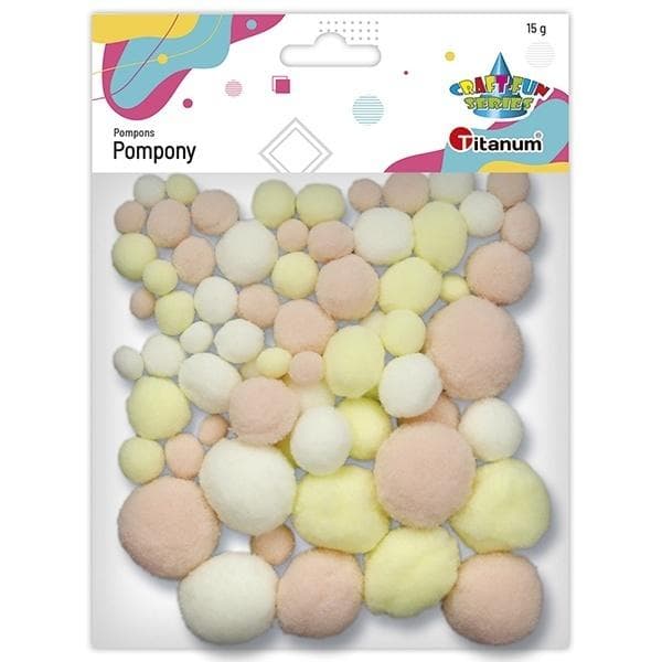 Pompony poliestrowe mix kolorów pastelowych 10-30mm 15g