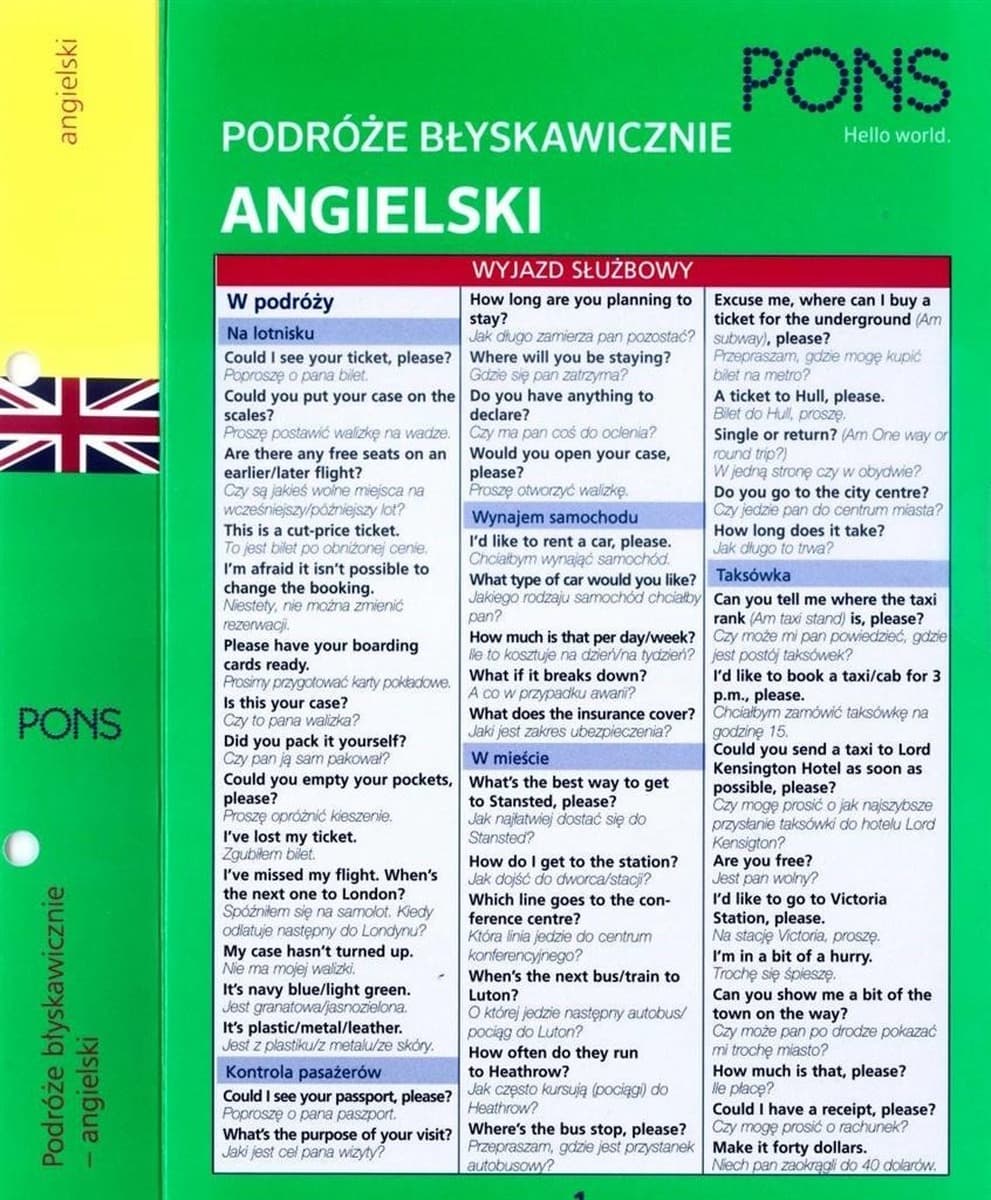 PONS Angielski w Podróży Zwroty Słownictwo do Nauki