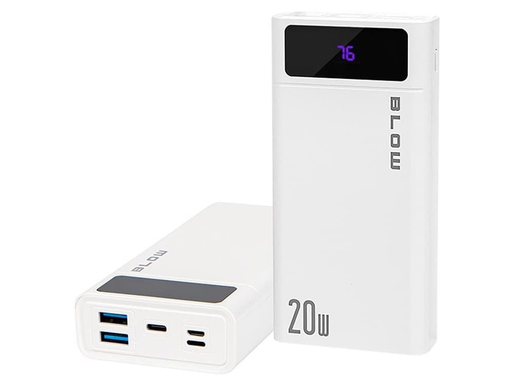 Power bank BLOW 20000 mAh PD 20W z kablem Lightning Quick Charge biały