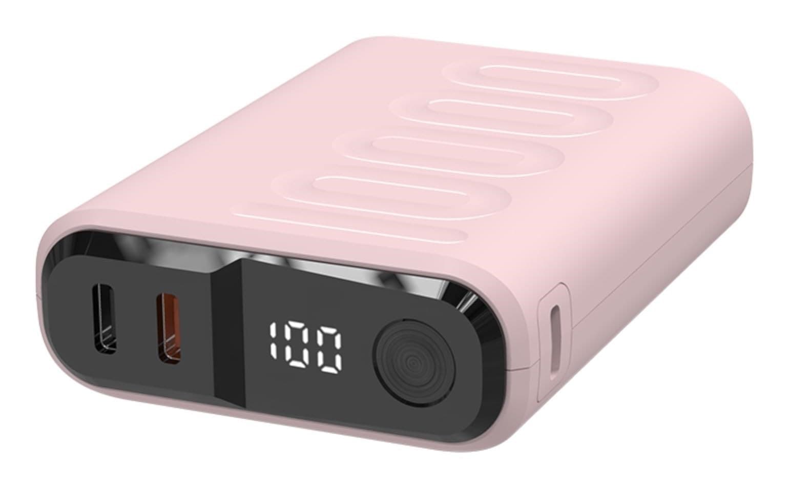 Powerbank RealPower PB-10000C PD+ 10000 mAh 3x USB-C kolor różowy