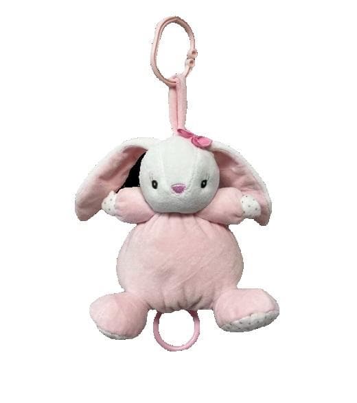 Pozytywka króliczek z kokardką 18 cm miękka zabawka