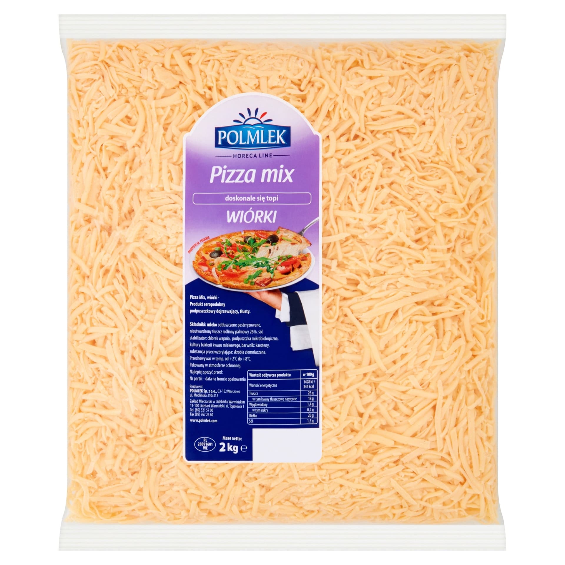 Polmlek Pizza mix produkt seropodobny wiórki 2 kg