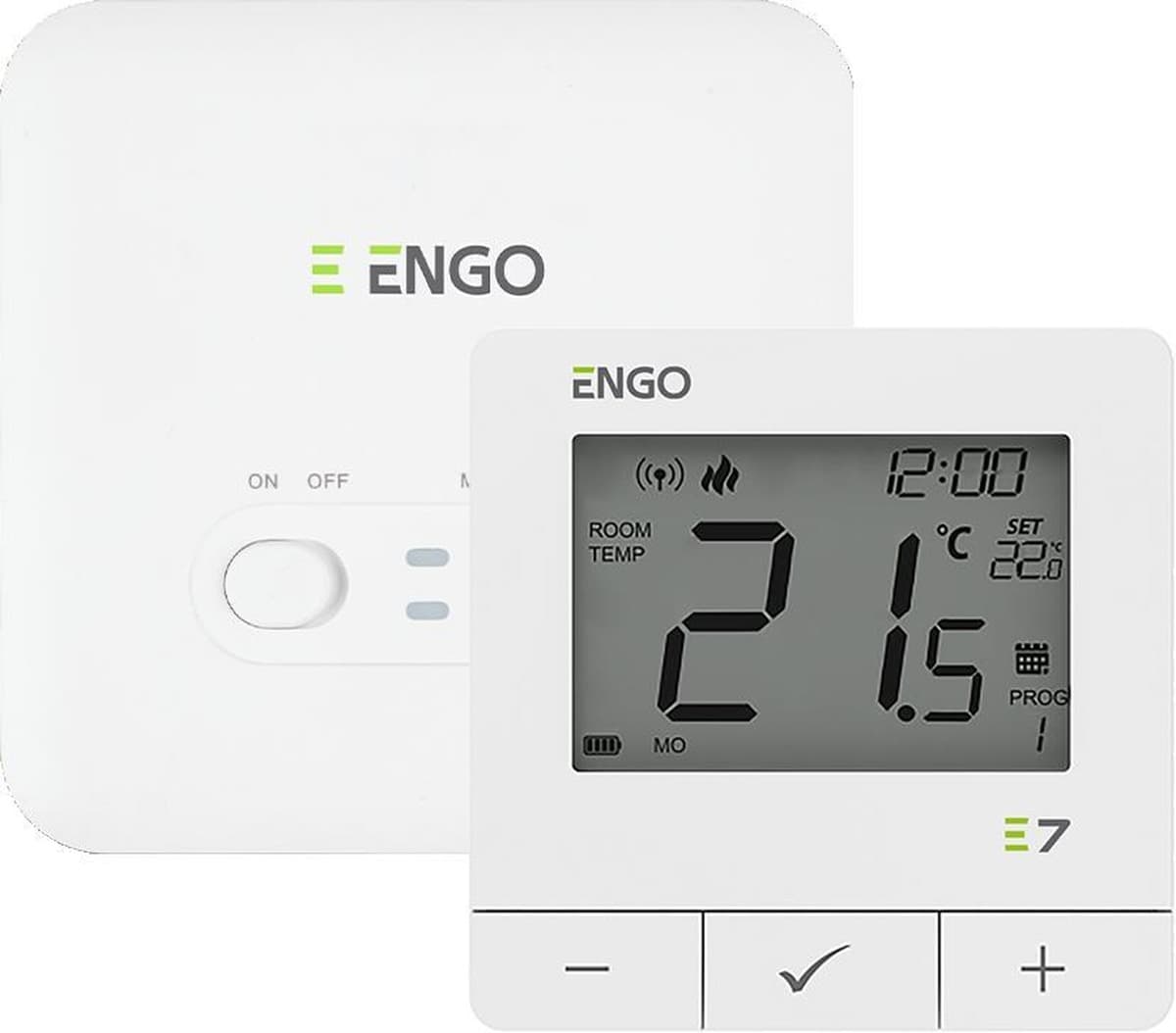 Programowany bezprzewodowy regulator temperatury ENGO Controls E7-RFW, biały