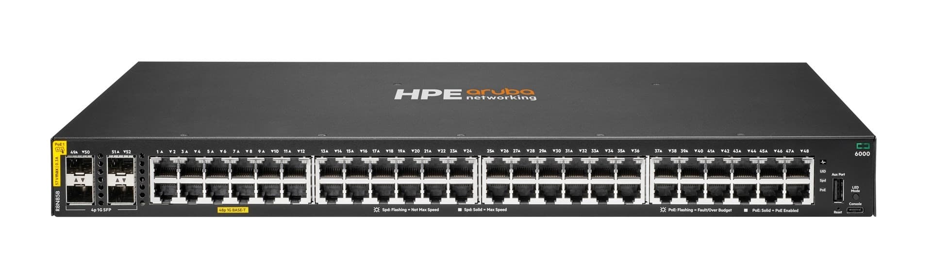 Przełącznik sieciowy HPE Aruba Networking CX 6000 48-portowy PoE 1GbE z 4 portami SFP 1GbE