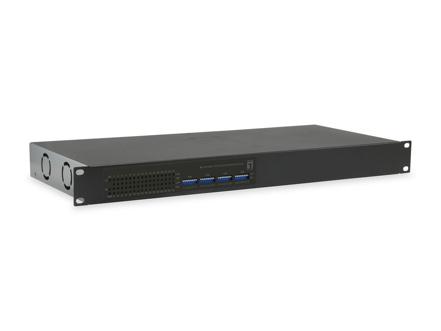 Przełącznik sieciowy LevelOne FE PoE+ 34-portowy 19" 250W 1Gbps
