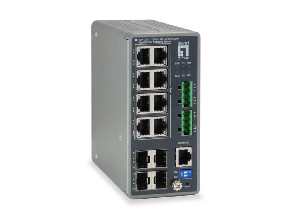 Przełącznik sieciowy LevelOne TURING Industrial Gb/L3 Managed PoE 240W 1Gbps