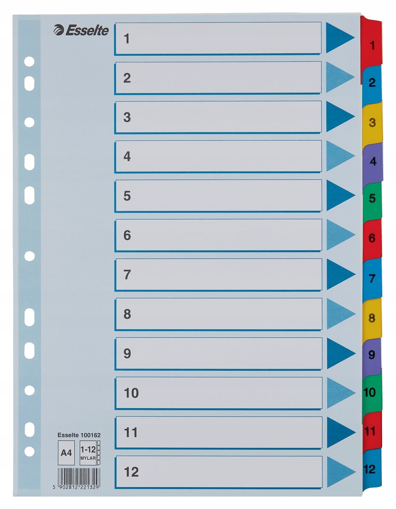 Przekładki kartonowe Mylar A4 Esselte, biały 1-12